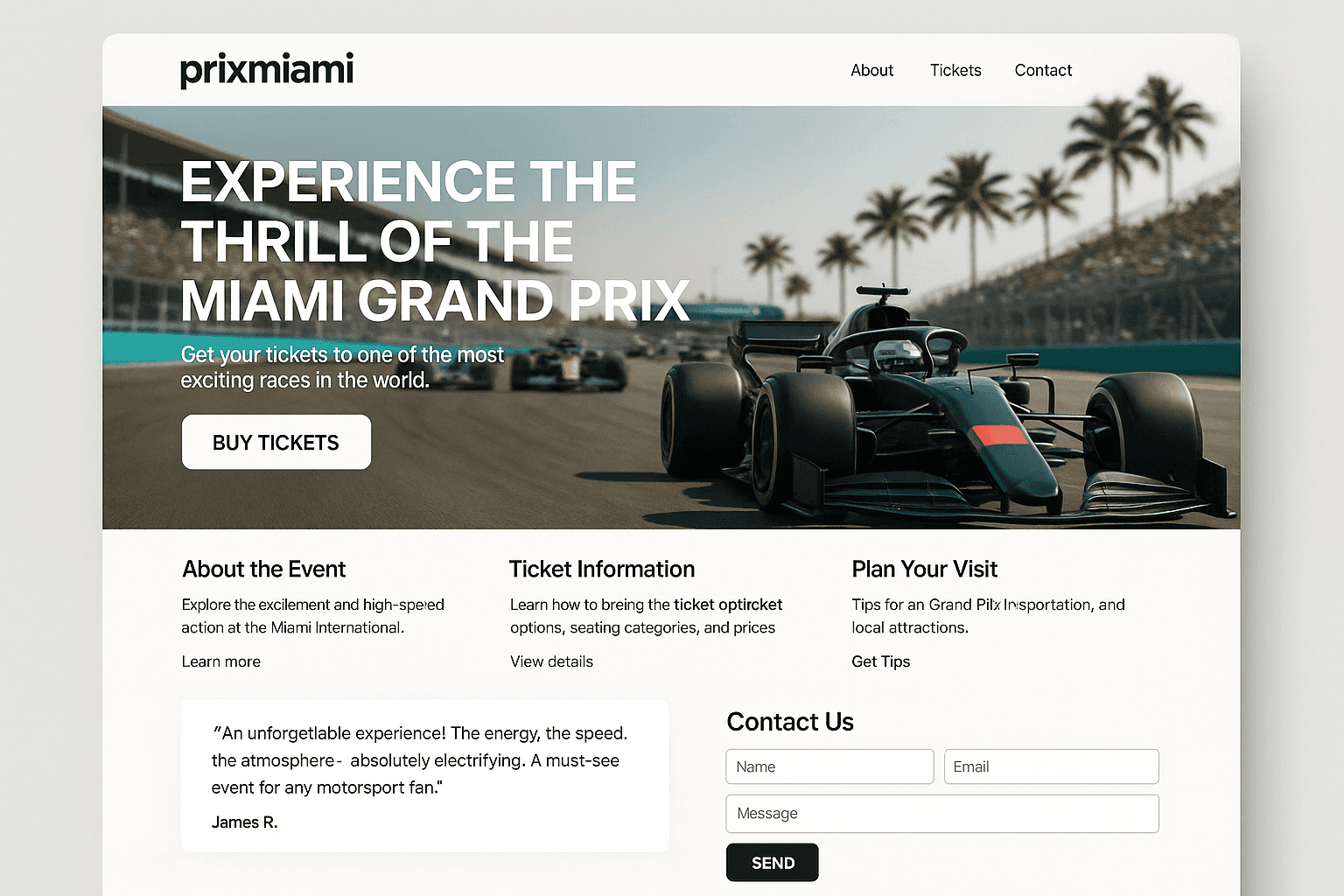 prixmiami.com website mockup